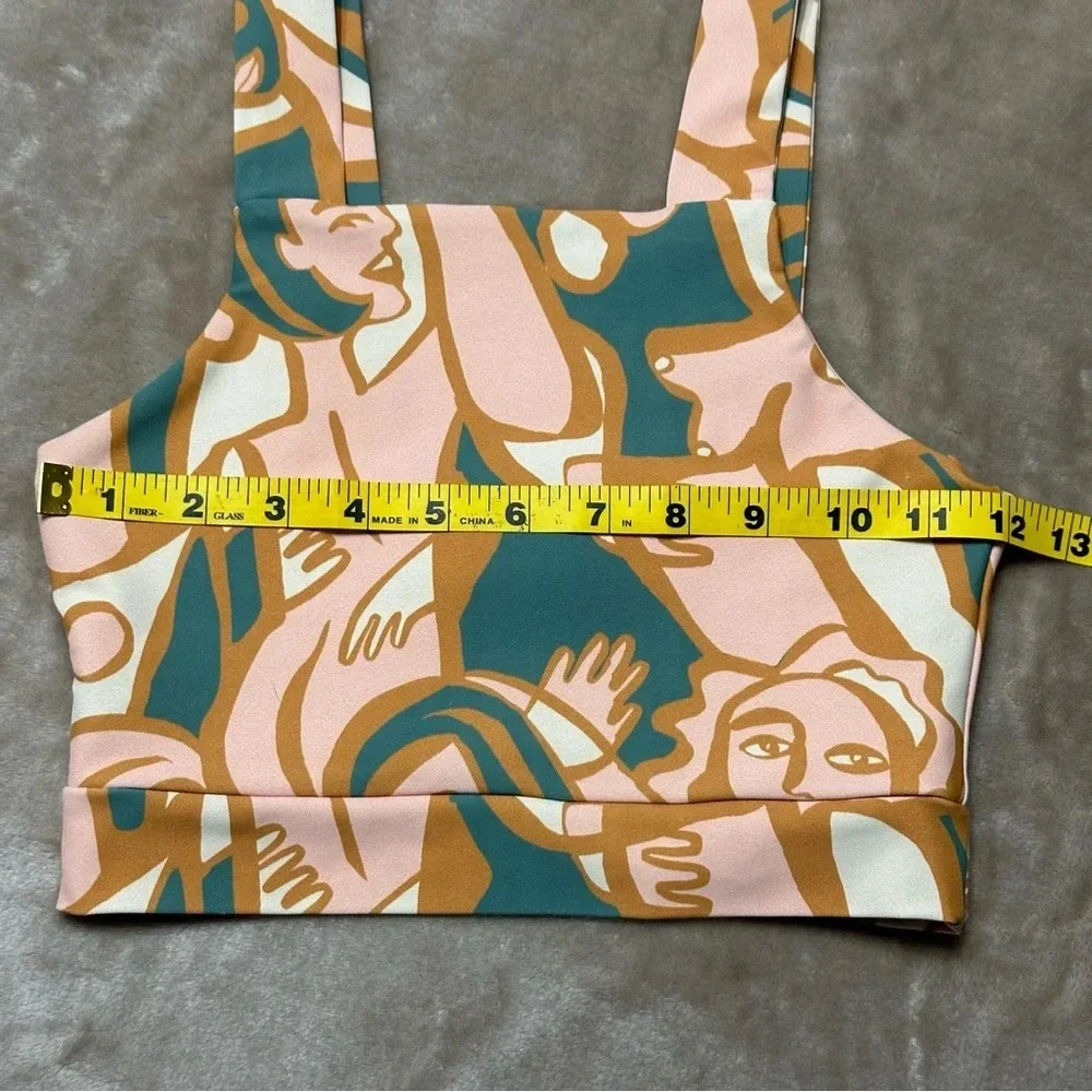 Dazey LA Anthropologie Activewear Sports Bra Green Peach Size Small